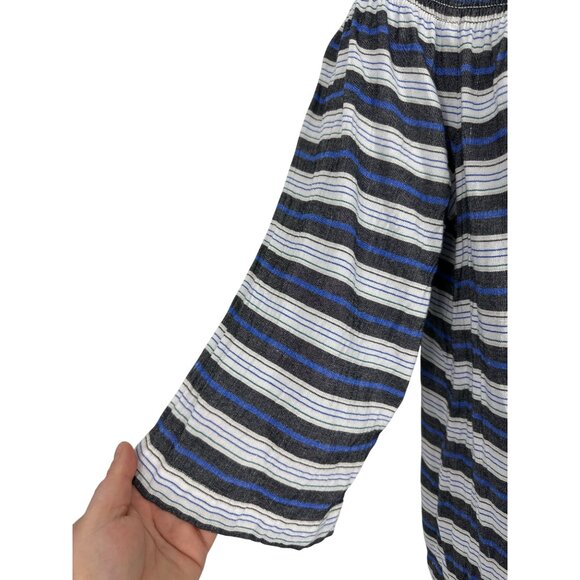 J.Jill Womens Striped Off-Shoulder 3/4 Sleeve Viscose & Linen Blend Top Size S - Picture 3 of 8